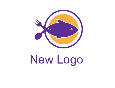 spoon fork and fish in circle restaurant logo