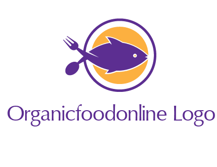 spoon fork and fish in circle restaurant logo