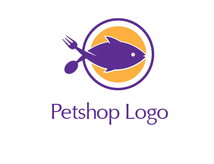 spoon fork and fish in circle restaurant logo