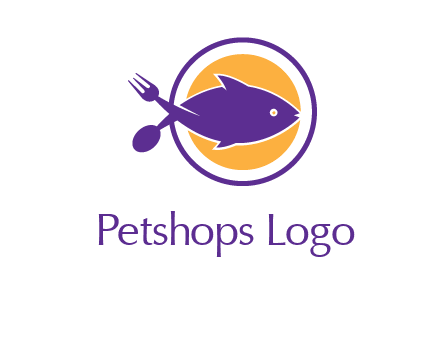 spoon fork and fish in circle restaurant logo