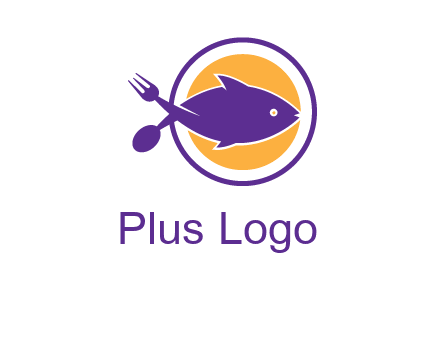 spoon fork and fish in circle restaurant logo