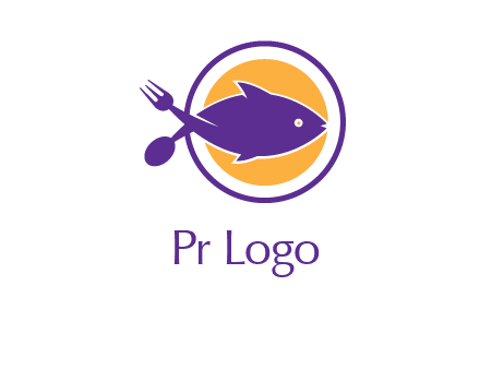 spoon fork and fish in circle restaurant logo