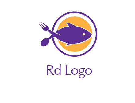 spoon fork and fish in circle restaurant logo