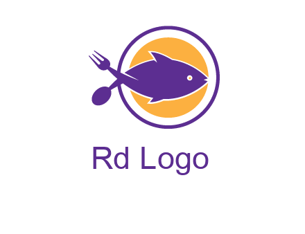 spoon fork and fish in circle restaurant logo