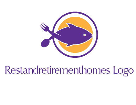 spoon fork and fish in circle restaurant logo