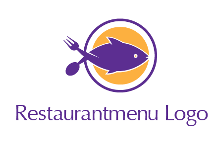 spoon fork and fish in circle restaurant logo