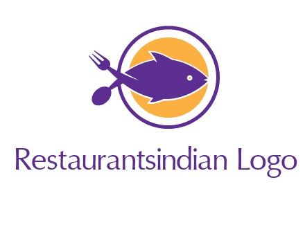 spoon fork and fish in circle restaurant logo