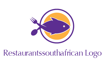 spoon fork and fish in circle restaurant logo