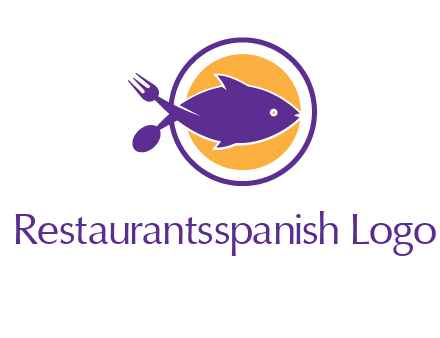 spoon fork and fish in circle restaurant logo
