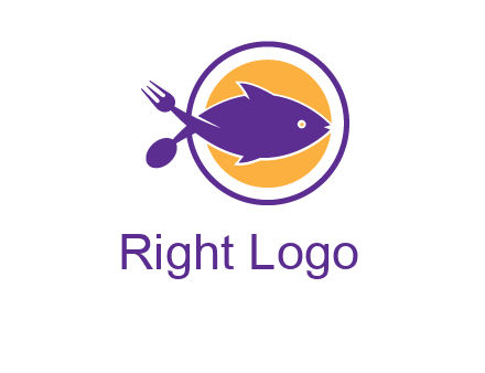 spoon fork and fish in circle restaurant logo