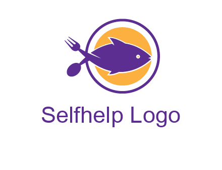 spoon fork and fish in circle restaurant logo