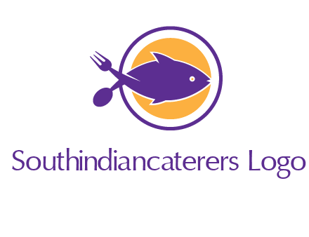 spoon fork and fish in circle restaurant logo