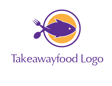 spoon fork and fish in circle restaurant logo