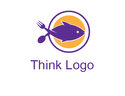 spoon fork and fish in circle restaurant logo