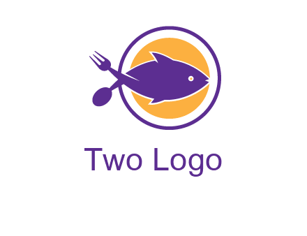 spoon fork and fish in circle restaurant logo