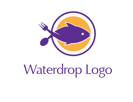 spoon fork and fish in circle restaurant logo