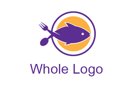 spoon fork and fish in circle restaurant logo
