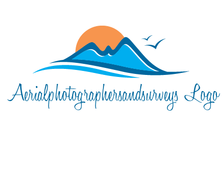 sun and birds over hills travel logo