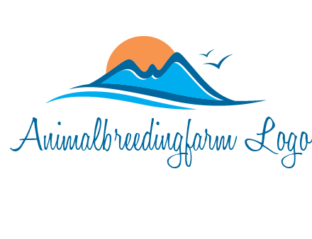 sun and birds over hills travel logo