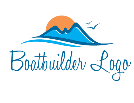 sun and birds over hills travel logo
