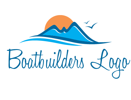 sun and birds over hills travel logo