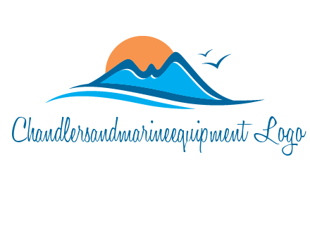 sun and birds over hills travel logo
