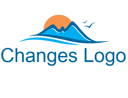 sun and birds over hills travel logo