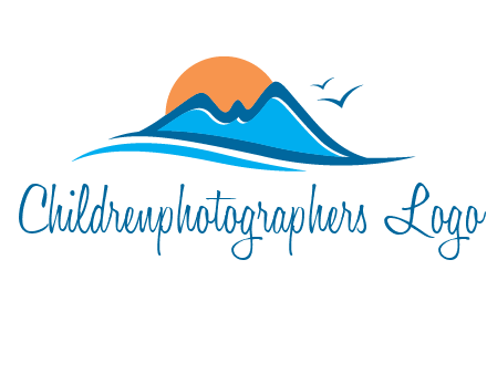 sun and birds over hills travel logo