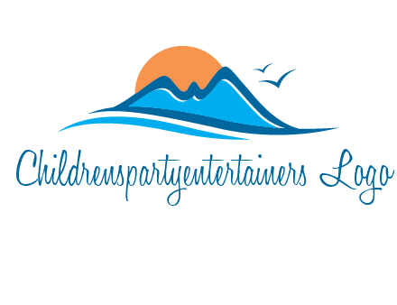 sun and birds over hills travel logo