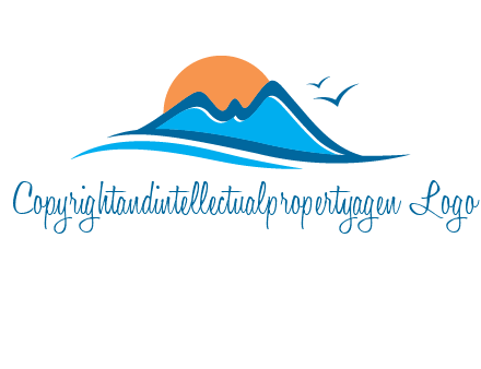 sun and birds over hills travel logo