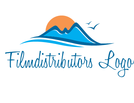 sun and birds over hills travel logo