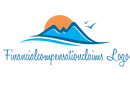 sun and birds over hills travel logo