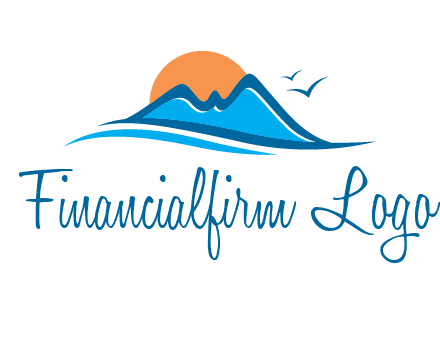 sun and birds over hills travel logo