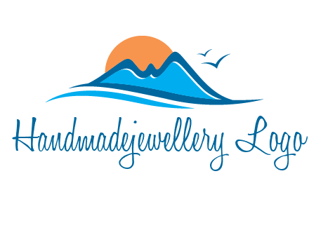 sun and birds over hills travel logo
