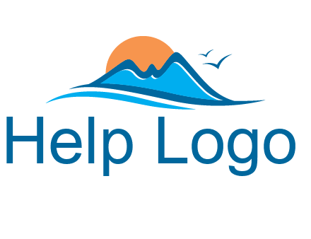 sun and birds over hills travel logo