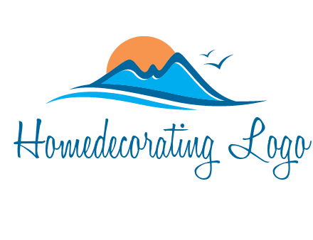 sun and birds over hills travel logo