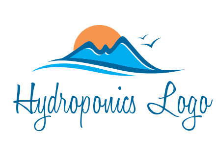 sun and birds over hills travel logo