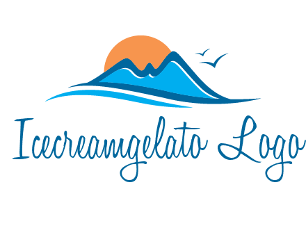 sun and birds over hills travel logo