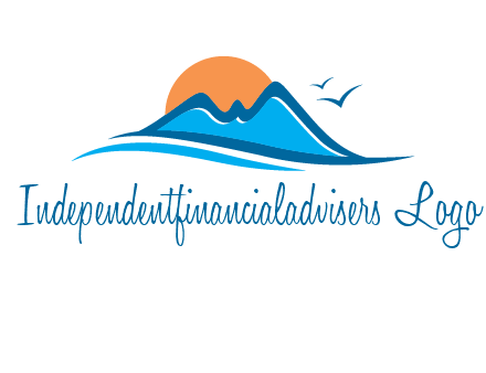 sun and birds over hills travel logo