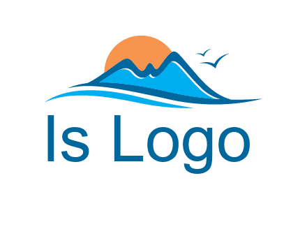 sun and birds over hills travel logo