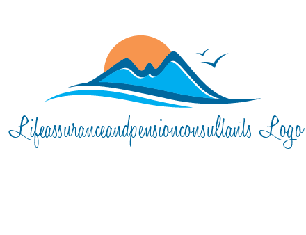 sun and birds over hills travel logo