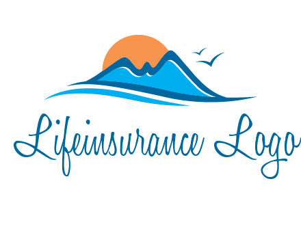sun and birds over hills travel logo