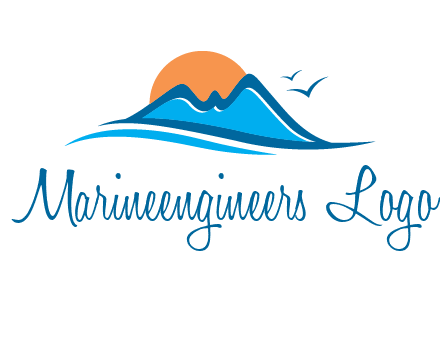 sun and birds over hills travel logo
