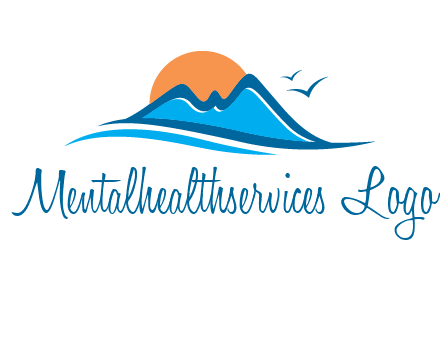 sun and birds over hills travel logo