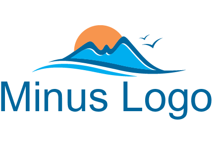 sun and birds over hills travel logo