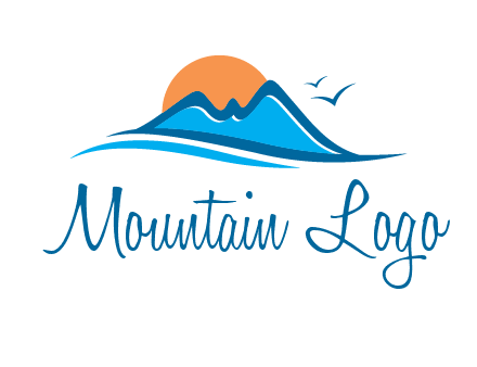 sun and birds over hills travel logo