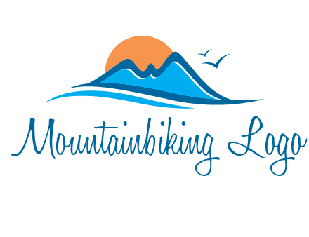 sun and birds over hills travel logo