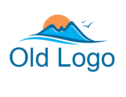 sun and birds over hills travel logo