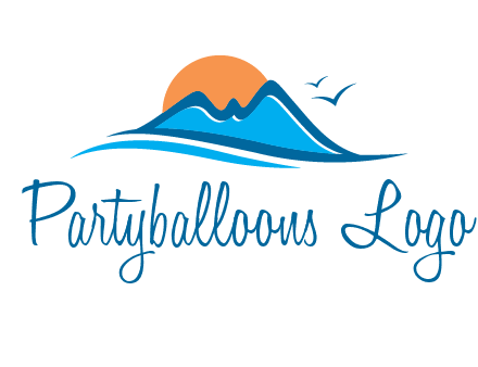 sun and birds over hills travel logo
