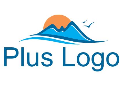 sun and birds over hills travel logo